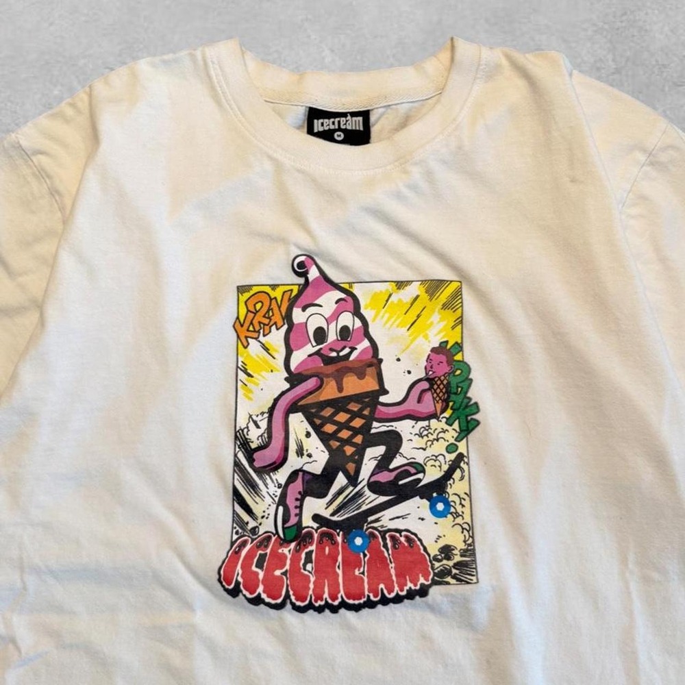 Vintage Ice Cream Pharrell Williams Y2K Skater Graphic T-Shirt Cream Mens M